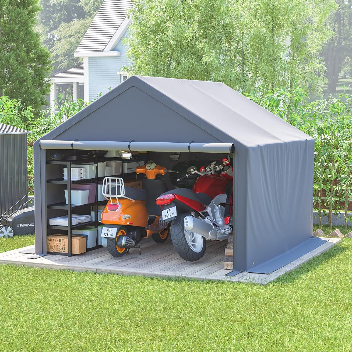 10x10 ft storage tent with roll up doors, main product view