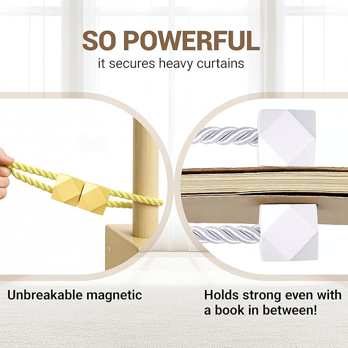Hion Magnetic Curtain Tiebacks Golden 6 Pack, Curtain Tiebacks Buckles Holdbacks Holders Hooks Clip for Home Bedroom Office Decorative Thick or Thin Curtain