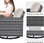 Belord Outdoor Sectional Sofa with 41" Propane Fire Pit Table - 9 Piece Patio Conversation Set with Storage Box and Swivel Rocker Chairs All-Weather PE Wicker Furniture Set Gray