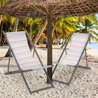 Magshion Folding Beach Sling Chairs Set of 2, 4 Level Adjustable Reclining Design, Lightweight Aluminum Frame, Portable Outdoor Chair for Backyard, Poolside and Camping, Support to 250 lbs, Stripes