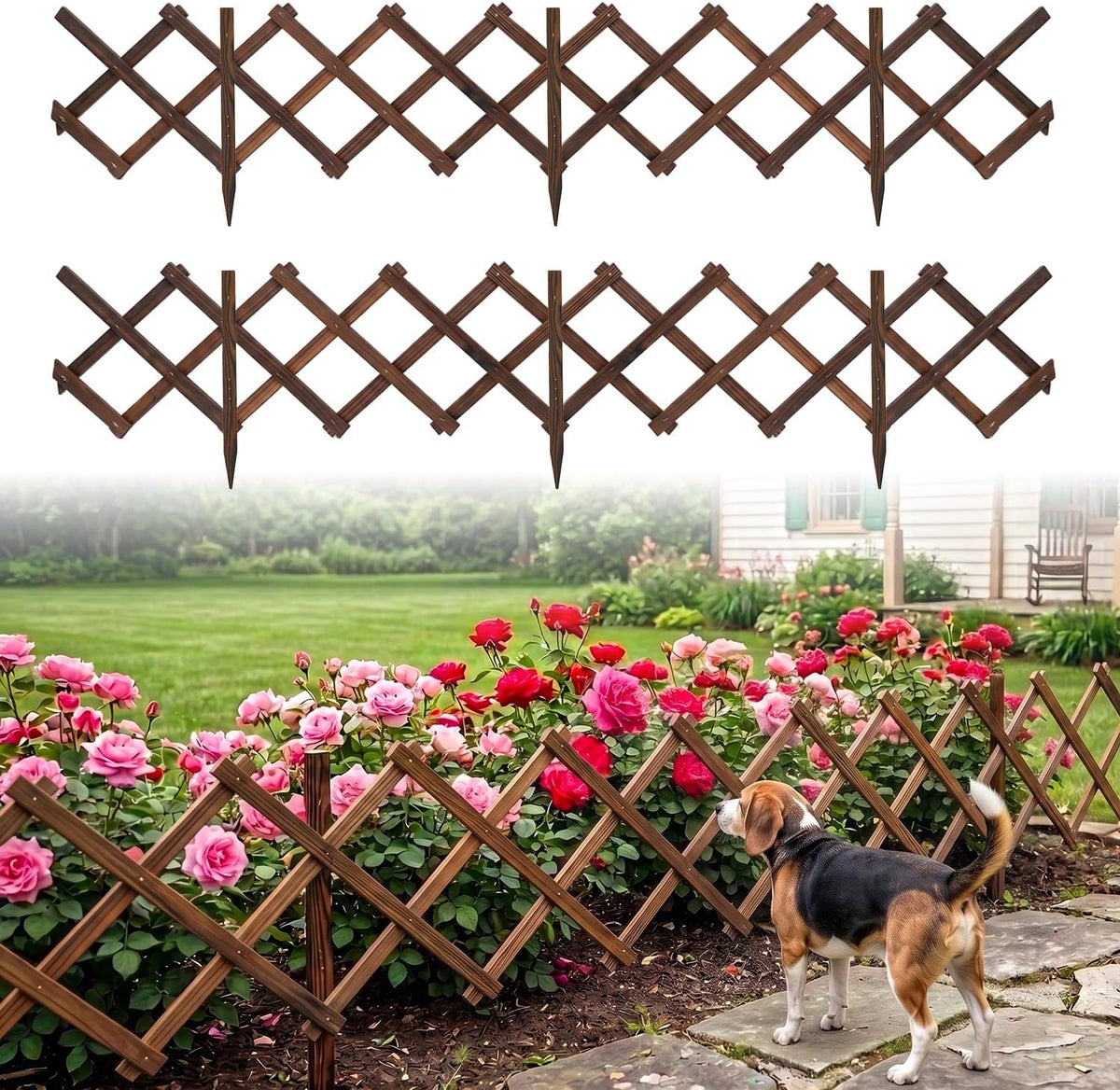 avalution decorative garden fence outdoor,total 12in(h) x 11.6, main product view