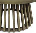 Merax Patio Outdoor Acacia Wood Round Coffee Table for Backyard, Lawn, Balcony, Grey Finish