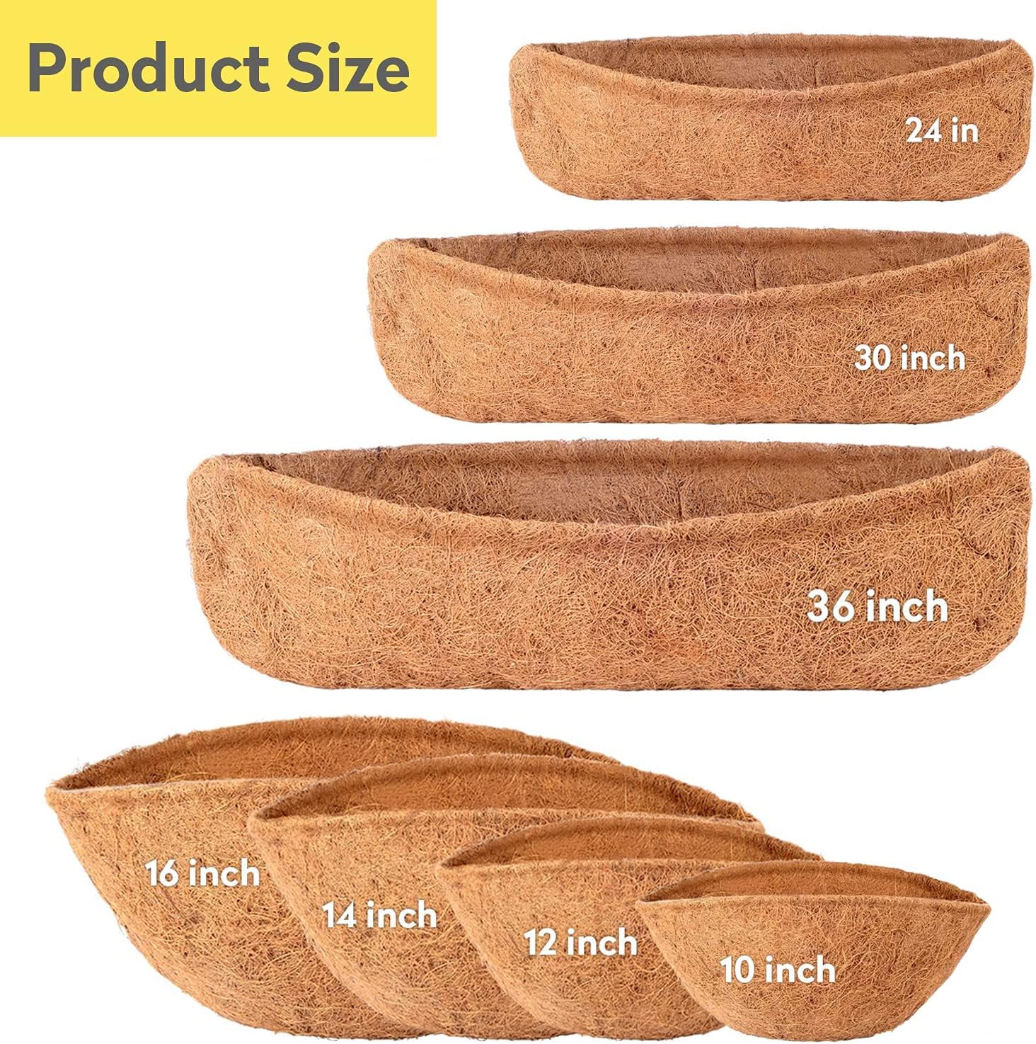 LAVEVE Coco Coir Liner Replacement for Plant Hanging Basket, 2 PCS 16 Inches Round Thick Coconut Fiber Liners for Garden Flowers Vegetables Pot, Box Planter | 100% Natural Round Thick Coconut Fiber Liners for Garden Flowers Vegetables Pot, Box Planter