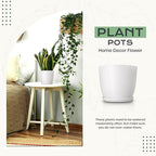 Utopia Home - Plant Pots Indoor with Drainage - 7/6.6/6/5.3/4.8 Inches Flower Pots for Indoor Planter - 10 Pack Plastic Planters - Ideal for Stocking Stuffers or Home Christmas Decorations - White