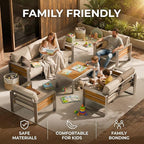 ZANDOR Aluminum Outdoor Patio Furniture - 1 Pcs Loveseat and Coffee Table, All-Weather Metal Modern Outside Furniture with Washable Thick Cushion for Garden/Backyard/Porch, Silver