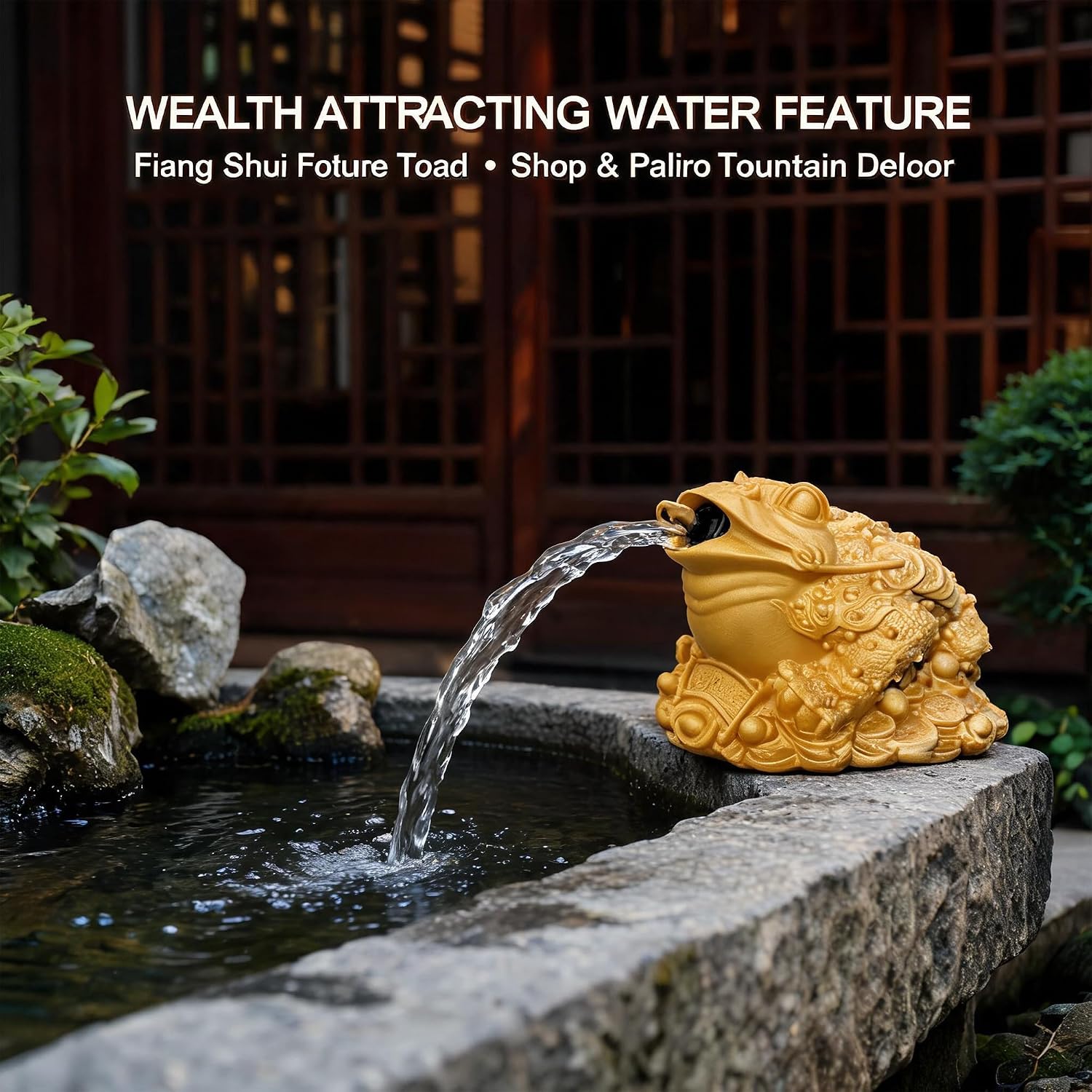 Fountain Spitter for Small Pond, Garden Pond Spitters with Pump, Lucky Money Frog Water Spitting Fountain Decor for Koi Ponds Home Garden Tea Table(11x10x9.5cm)