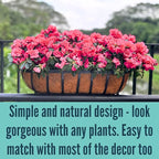 LaLaGreen Deck Railing Planter Boxes - 30 Inch, 4 Pack Wall Planters for Outdoor Plants, Window Flower Boxes Deck Railings with Coco Liners Metal Horse Troughs Fence Balcony Patio Porch Over Rail
