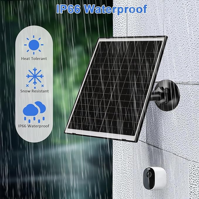 Zivif Solar Panel Charger for Arlo Essential 2K (2nd Gen), Essential XL & Spotlight Cameras – USB-C & Micro USB, IP66 Waterproof, 360° Adjustable Mount, 7.2ft Cable