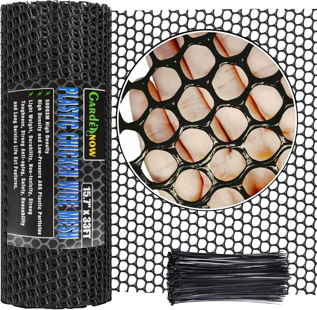 upgraded 15.7in x 33ft abs plastic chicken wire shown in use