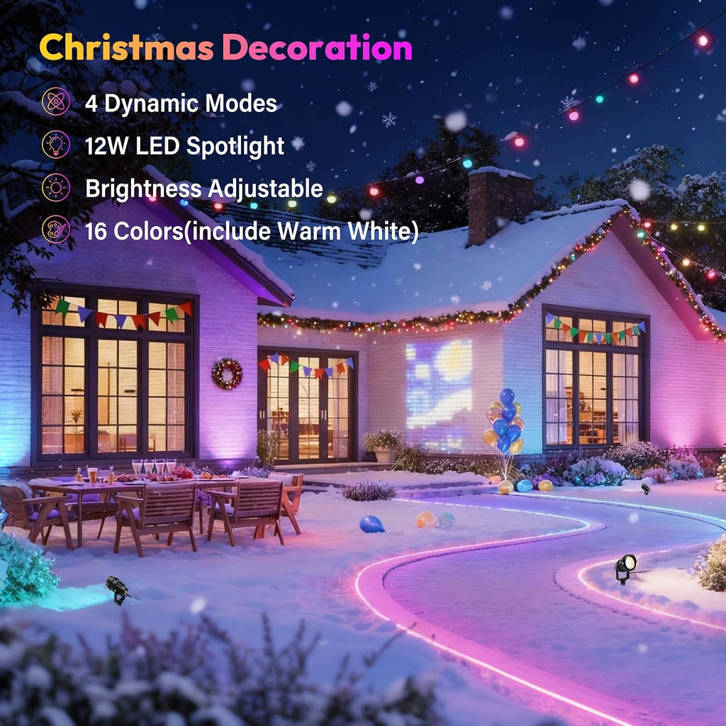 halloween spotlights outdoor 12w rgbw landscape lights for, side view