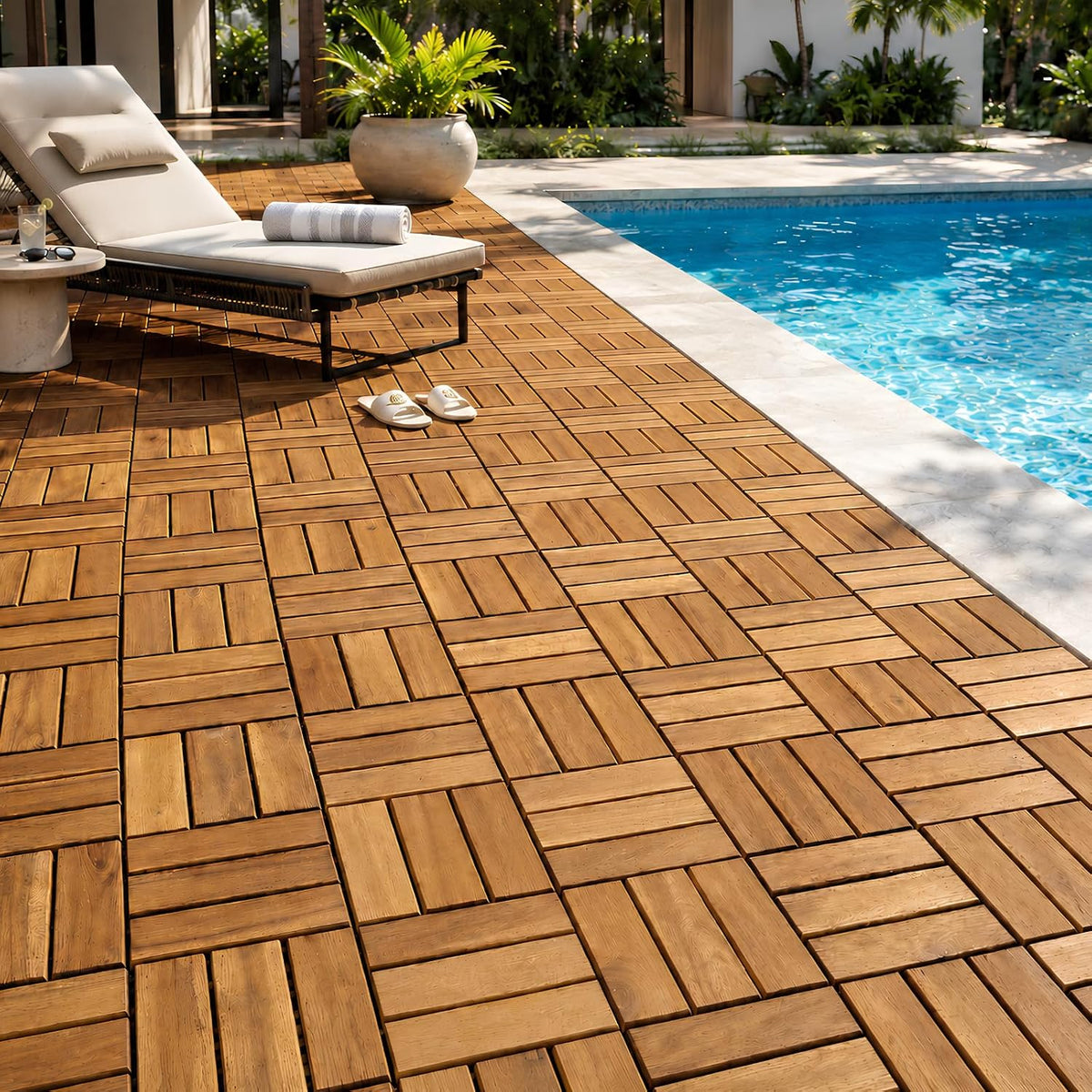 thyoi premium deck tiles, 10 pcs patio flooring shown in use