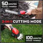 MZK 20V 2-in-1 Pole Hedge Trimmer & Grass Shear, 13-Foot Reach | Multi-angle cordless trimmer with extension pole for hedges, grass shearing, shrubs, and yard care.