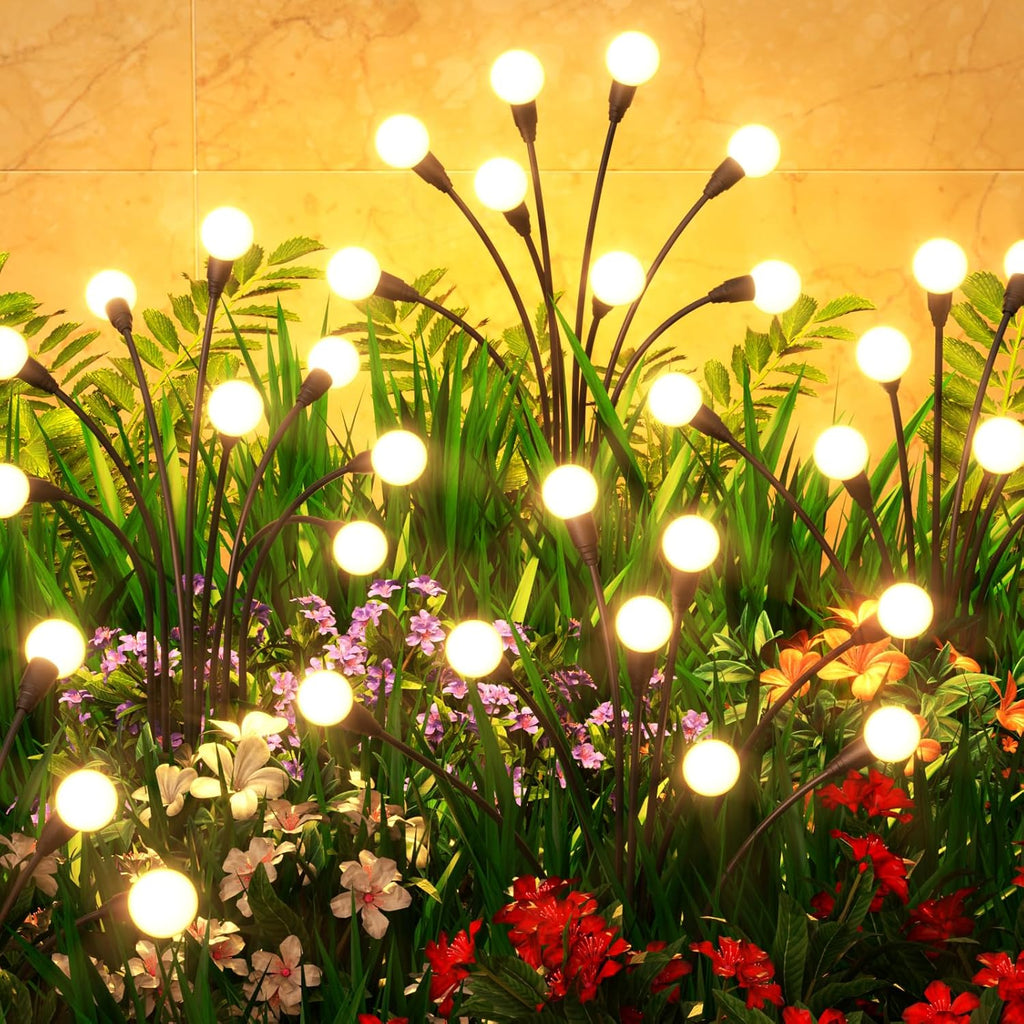 6 Pack Solar Garden Lights 48 LED, Solar Lights Outdoor Waterproof IP65, Decorative Garden Lights Solar Powered for Yard Patio Pathway Decor, Outside Fairy Firefly Lights Garden Gifts