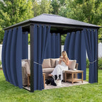 Outdoor Curtains for Patio Waterproof 6 Panels - Windproof, Privacy, Weatherproof Outside Drapes for Gazebo Pergola Porch, Grommet Top and Tab Bottom, 54x108 Inch, Navy