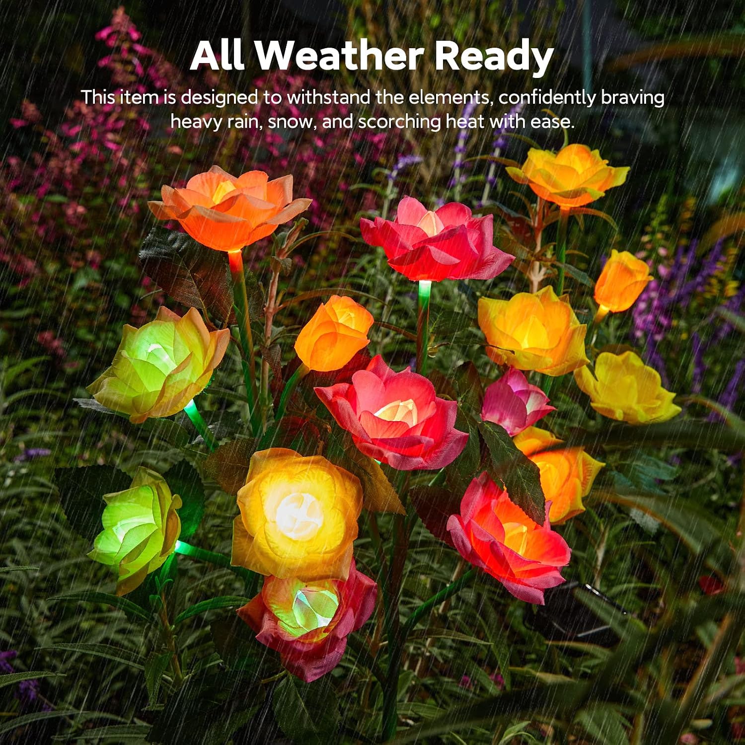 RECHOO Solar Garden Lights Outdoor 10Pack, Solar Flower Lights with 50 Rose | Multi-Color Changing LED Waterproof Solar Lights, Garden Decor for Landscape Pathway, Gifts for Women