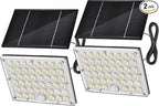 2pack 184 LED Solar Motion Lights Outdoor, Solar Wall Lights Outdoor Waterproof with 3 Modes Adjustable, Dusk to Dawn Solar Powered Security Light, Auto On/Off, for Porch, Patio