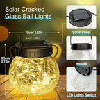 Kolpop Solar Lanterns Outdoor Waterproof 6 Pack, Hanging Solar Lights with 30 LED, Cracked Glass Hanging Globes for Garden Patio Fence Yard Christmas Tree Decoration,Warm White