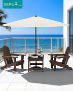 SERWALL Outdoor Coffee Table with 1.69" Umbrella Hole, HDPE Patio Coffee Table for Outside, Rectangle, Coffee