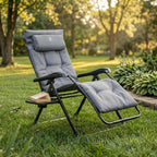 EVER ADVANCED Aluminum Zero Gravity Chair, 2.4" Padded, 350 lb Capacity | Oversized Reclining Lounge Chair with Adjustable Headrest and Side Table, Foldable for Camping, Patio, Lawn and Indoor Use