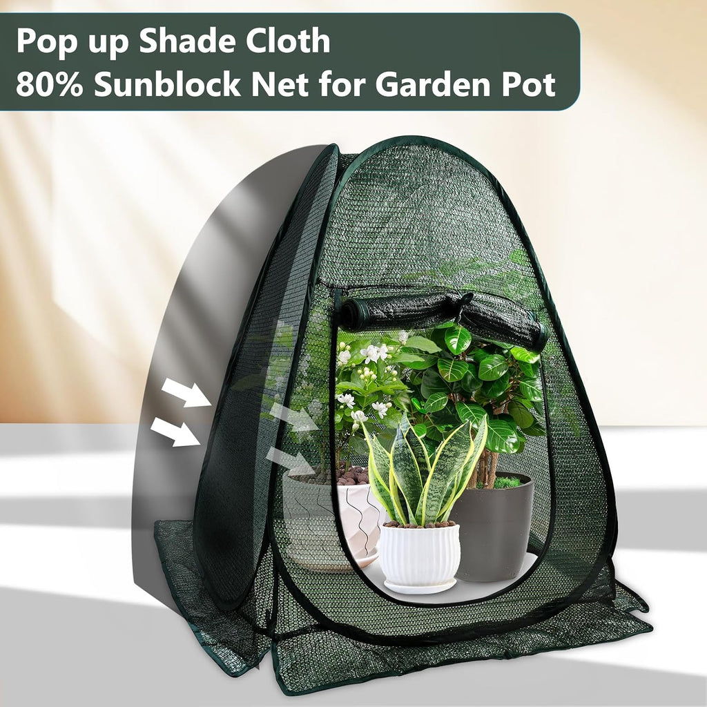 pop up plant cover tent for outdoor plants, side view