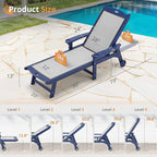 LUE BONA Chaise Lounge Chair Outdoor Set of 2, HDPS and HDPE Wicker Material, Patio Lounge Chair with Adjustable Backrest, Resin Pool Lounge Chairs with Wheels for Backyard, Poolside and Deck