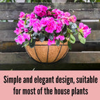 LaLaGreen Wall Hanging Planters (12 Inch, 2 Pack) Wall Mounted Flower Baskets with Coco Liner, Metal Iron Wire Plant Holder for Outdoor Window Box Herb Outside Fence Railing Deck Porch Balcony Garden