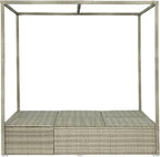 Harper & Bright Designs Adjustable Outdoor Sun Lounger with Canopy,Multi-Position Recline Patio Chair with Removable Cushion,Weather-Resistant Rattan Chaise Lounge for Poolside,Garden & Terrace,Beige