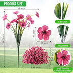 22 Bundles Artificial Flowers Outdoor Fake Plants, Faux Flowers UV Resistant with Plastic Plants, Faux Silk Flowers for Outdoors Outside Front Porch Hanging Planter Window Garden Decoration(Rose Red)