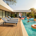 Chaise Lounge Chair Outdoor, Patio Lounge Chair with Adjustable 5-Position, Pool Lounge Recliner Chairs for Outside, Beach, Yard,Gray