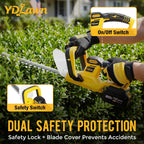 20v cordless hedge trimmer, 22-inch blade, 2 x showing dimensions