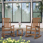 Oversized Rocking Chair Set of 2, Outdoor Rocking Chair for Adults, All Weather Resistant Porch Rocker for Lawn Garden, Wood
