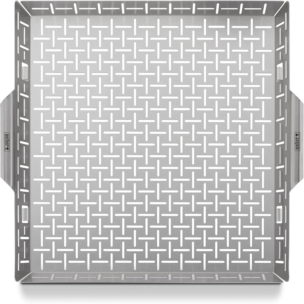 Weber Crafted® Roasting Basket, Stainless‑Steel for Gourmet Grilling | Grill Basket for Even Roasting of Vegetables & Delicate Foods - Grill Accessory, Culinary Tool for Outdoor Cooking