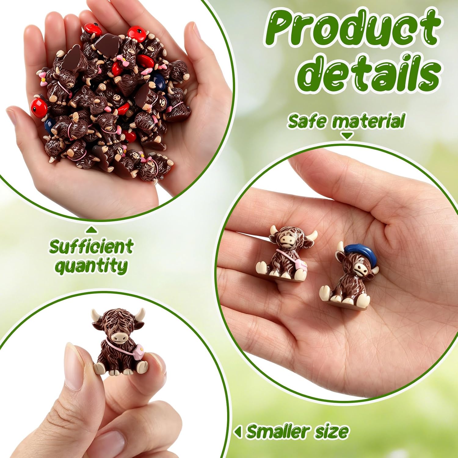 Weysat 40 Pcs Mini Highland Cow Figurines, Tiny Resin Farm Animals for DIY | Cute Miniature Highland Cow Statues, Small Cows to Hide, Garden Accessories Decor, Micro Craft, for DIY Outdoor Landscape