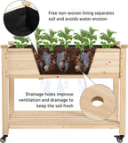 yaheetech raised garden bed with wheels 42x23x33in wooden, close-up detail