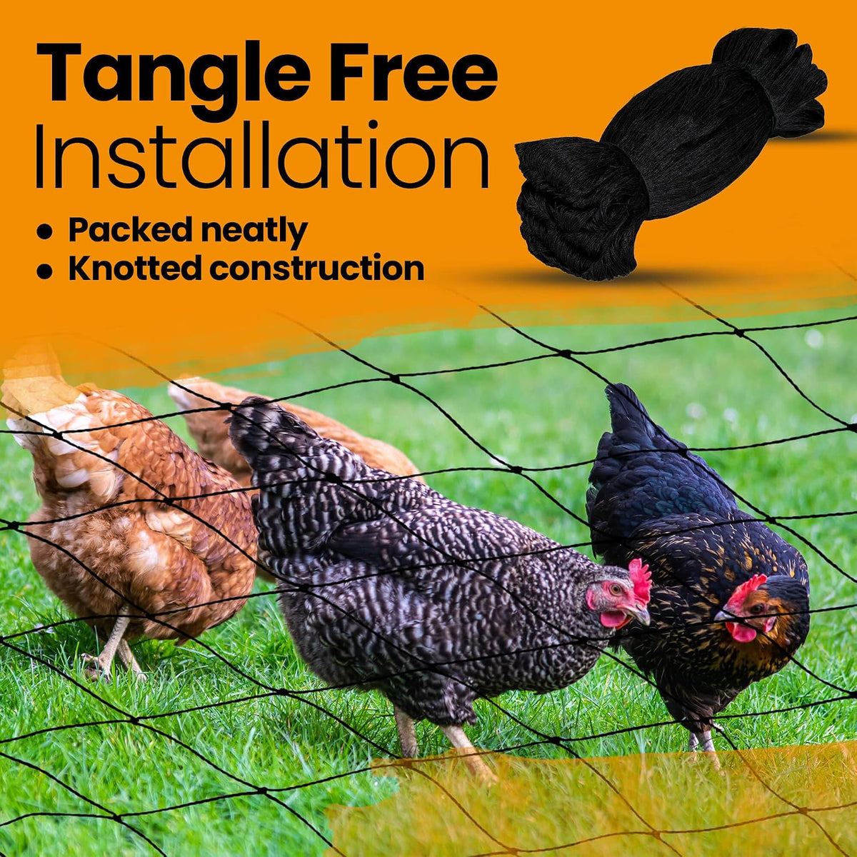harvesto heavy duty bird netting for chicken coops, side view