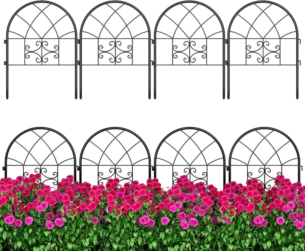 garvee decorative garden fence panels 4-pack, 20"x26" black, main product view