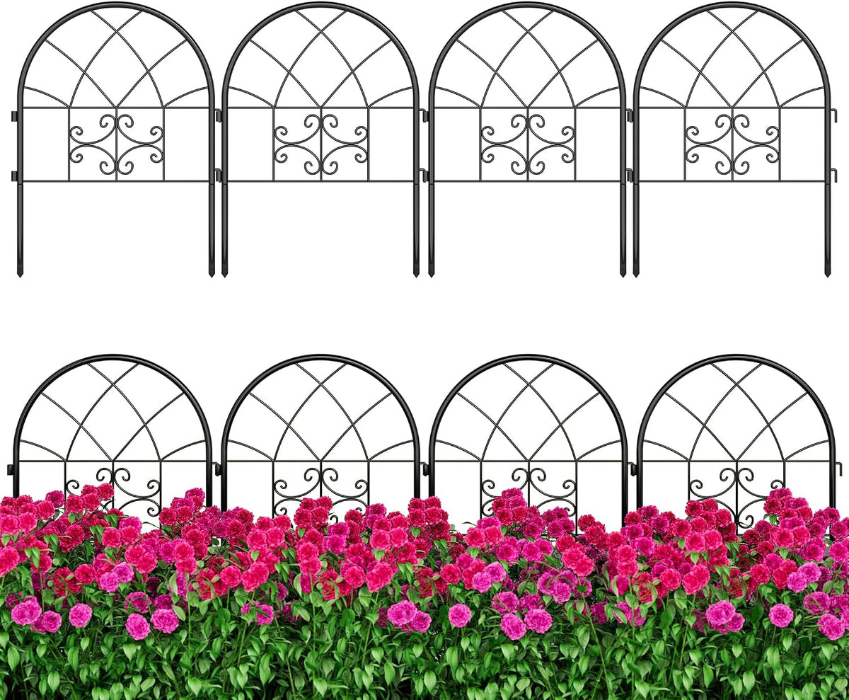 garvee decorative garden fence panels 4-pack, 20"x26" black, main product view