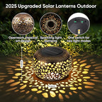 Solar Lantern Outdoor Patio Decor: Solar Lanterns Outdoor Waterproof Hollow Out Retro Metal Solar Powered, Outside Yard Porch Garden Balcony Desk Bedroom Indoor Tabletop Decorations 2 Lighting Colors