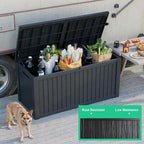 200 Gallon Outdoor Deck Box, Lockable Waterproof Outdoor Storage Boxes For Garden Tools,Indoor Cushions,Accessories Outside Storage Resin Weatherproof Container(Black)