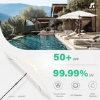 JEAREY 6.5x10 ft Rectangular Patio Umbrellas Rectangle Outdoor Umbrella with Push Button Tilt and Crank, Market Table Umbrella 6 Sturdy Ribs UV Protection for Poolside Garden Backyard Deck, Cream White