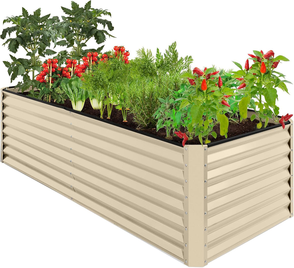 best choice products 8x4x2ft outdoor metal raised garden, main product view