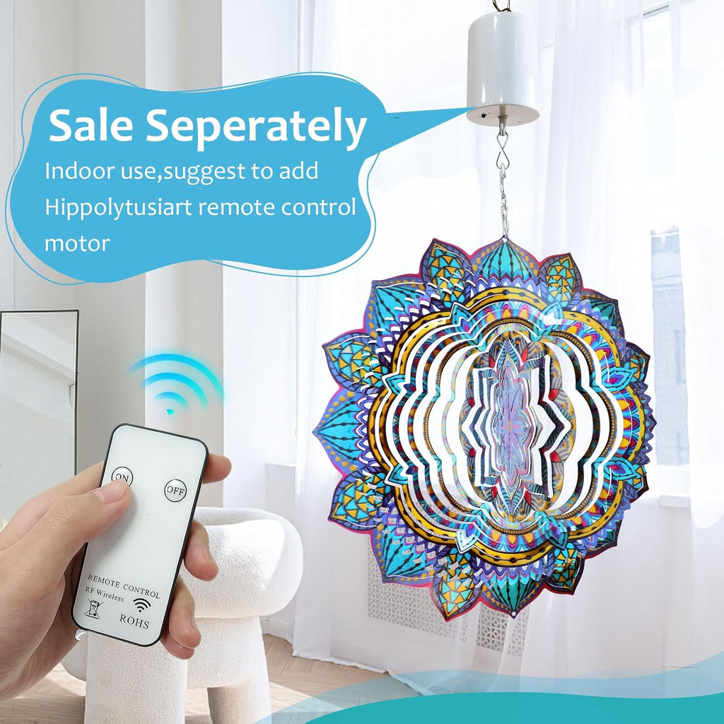 Wind Spinner Mandala Colorful Lily,12In Stainless Steel Wind Spinners Outdoor,3D Hanging Kinetic Sculptures,Yard Art Decorations,Garden Decor,Gifts for Women,Mother,Men,Father,Holidays
