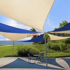 Patio Paradise 9' x 9' x 9' Sun Shade Sail Triangle Canopy Shade Cloth Fabric Sunlight Block Patio Pergola Cover HDPE Deck Awning for Outdoor Backyard Roof Shading, Beige