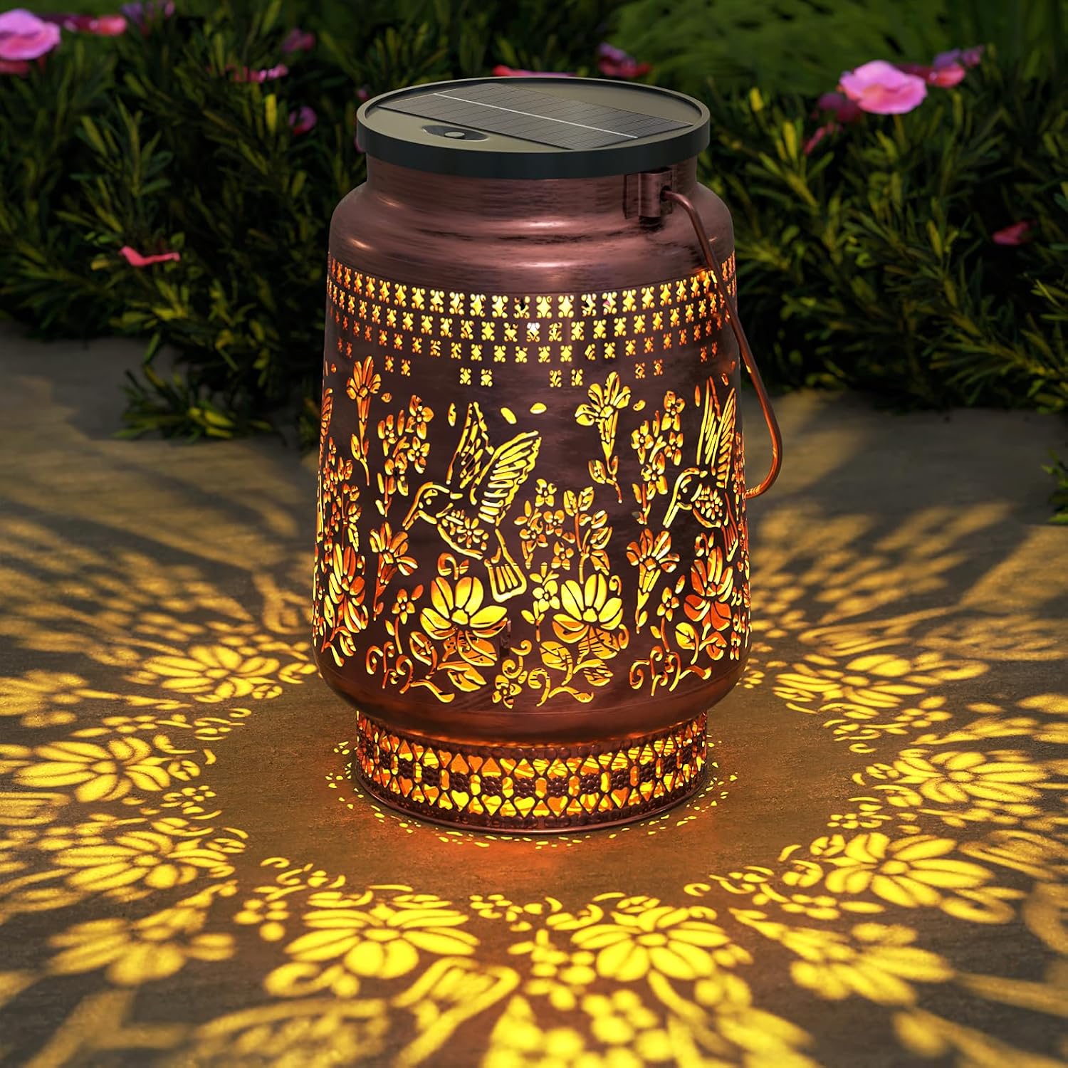 FUYO Solar Lanterns Outdoor Waterproof, Hummingbird Metal Hanging Solar Lights Outside Decorative for Backyard Patio Yard Pathway Porch, Garden Decor Birthday Gifts for Women Mom Grandma