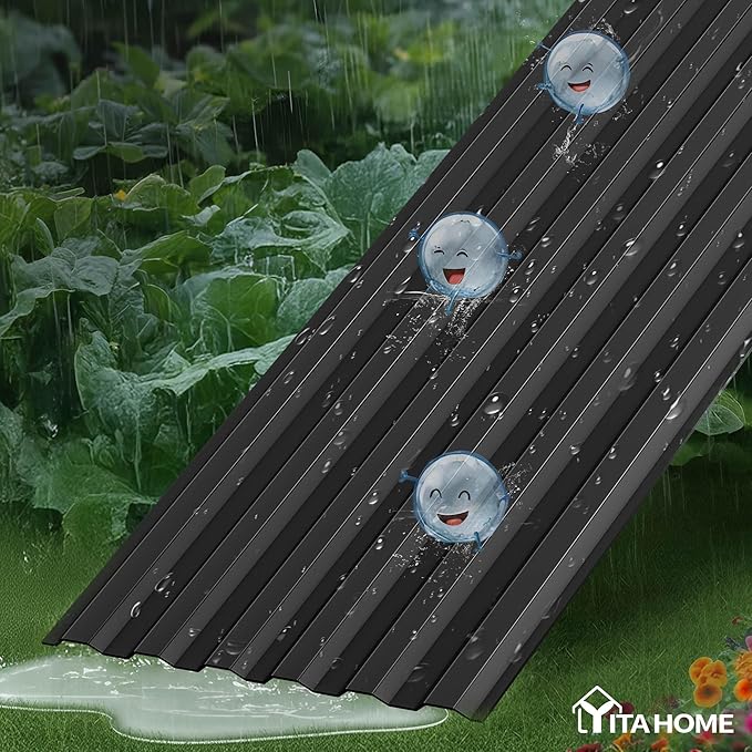 YITAHOME 96x48x24 in Galvanized Raised Garden Bed Kit, Large Metal Planter Box with Gloves, Safety Rubber & Support Rod, Outdoor Flower Bed for Plants Vegetables, Black