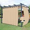 Easy-Going Outdoor Patio Curtains Detachable Tab Top Windproof Weatherproof Curtain for Cabana, Porch, Pergola and Gazebo, Tab Bottom Drape, 2 Panels, 110W x 108L inch, Beige