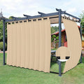 Easy-Going Outdoor Patio Curtains Detachable Tab Top Windproof Weatherproof Curtain for Cabana, Porch, Pergola and Gazebo, Tab Bottom Drape, 2 Panels, 110W x 84L inch, Beige