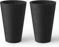Kante Tall Round Planter Set of 2, 15 Inch Tall Decorative Planter Pots for Outdoor Indoor Garden Patio Front Porch (Brunish Black)