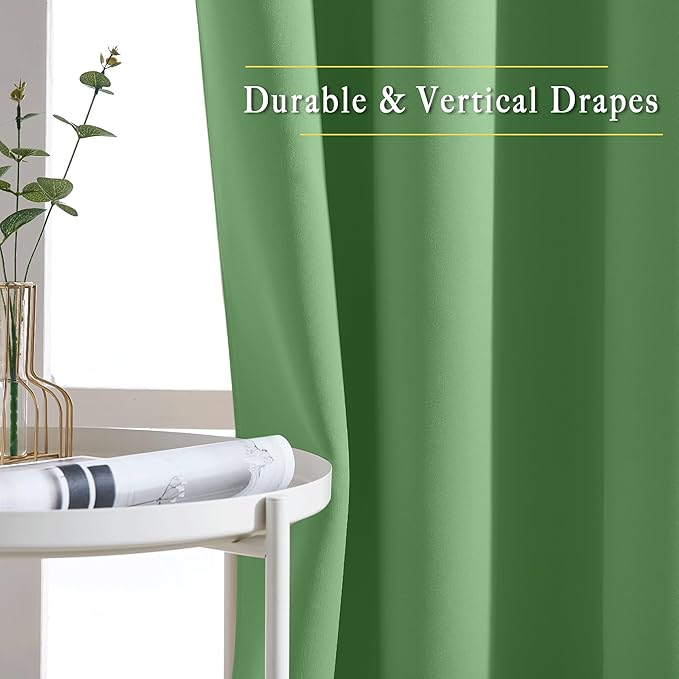 NICETOWN 66 Inch Long Blackout Curtains for Bedroom Living Room, Thermal Insulated Room Darkening Curtains, Light Blocking Blackout Drapes for Bedroom, 66" W x 66" L, 1 Panel, Froest Green