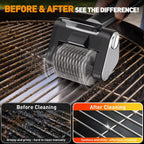 Electric Grill Brush, 4000mAh Rechargeable, 3 Speed Settings, LED Light, Detachable Stainless Steel Head, Support Rollers, Rotating Cleaning Brush – Suitable for Outdoor BBQ Grills, Black